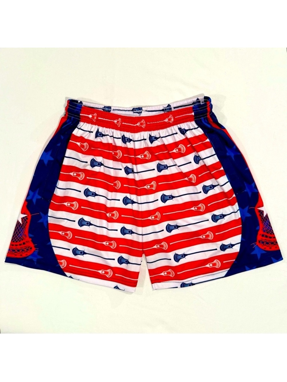 ChalkTalk Sports Lacrosse Shorts Mens Small Beckett Stars and Stripes America US